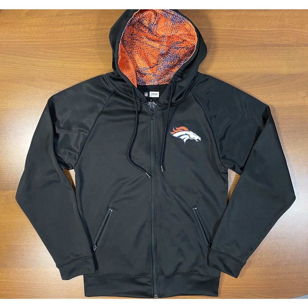 NFL Team Apparel Men’s Small Denver Broncos Hoodie Sweatshirt Full Zip Zubaz